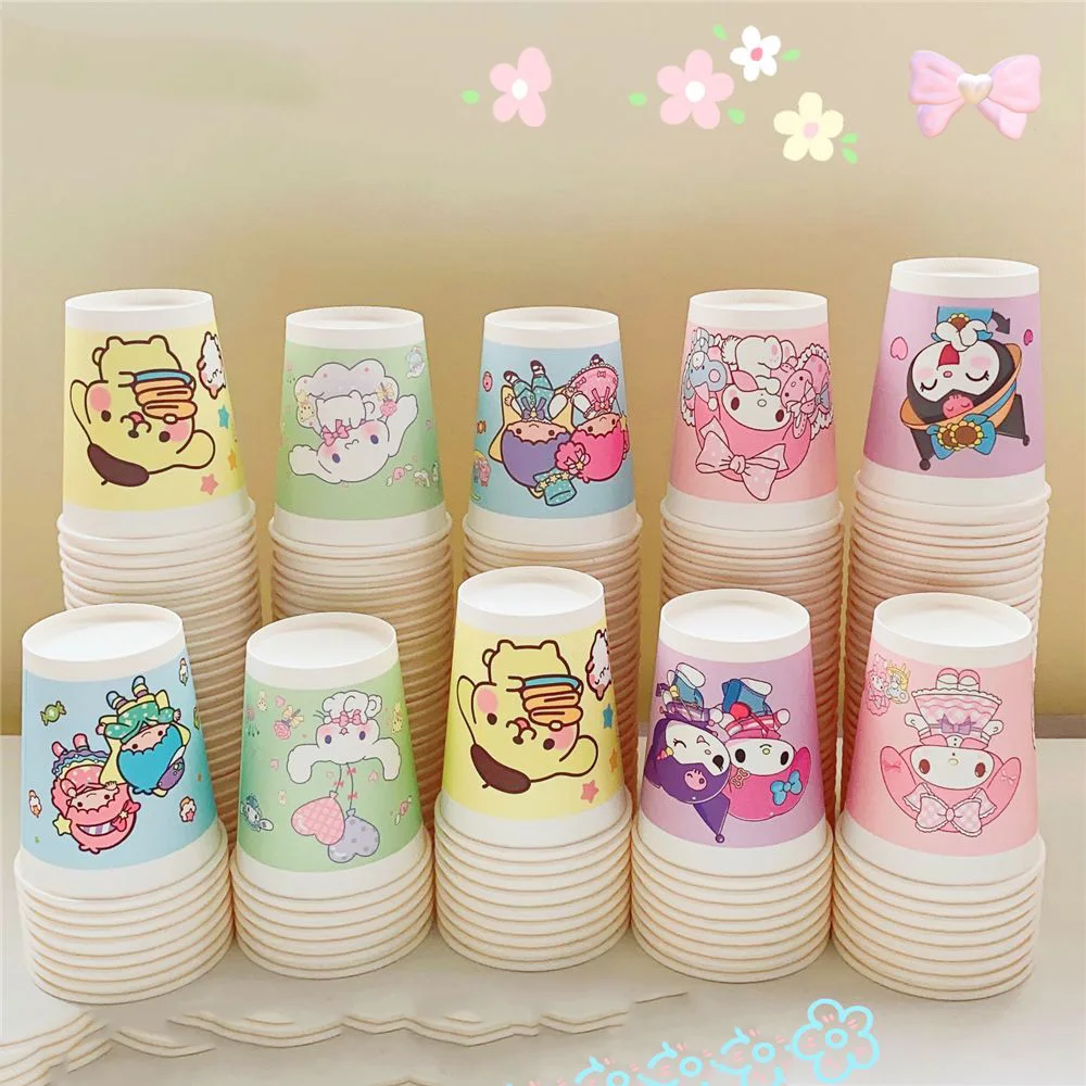 

Sanrio Kuromi милый одноразовый мультяшный бумажный стакан смешанные волосы офис праздник дом коммерческий утолщенный стакан для воды горячий и холодный напиток