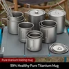 Titanium Cup Outdoor Portable Camping Picnic Water Cup Mug With Foldable Handle For Outdoor Camping Hiking 300ml/ 450ml /750ml 1