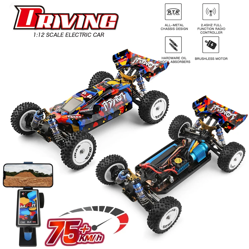 Wltoys 1/12 124007 75 Km/H 4Wd Rc Car Brushless Motor Professional Racing Remote Control Cars High Speed Drift Monster Truck Toys