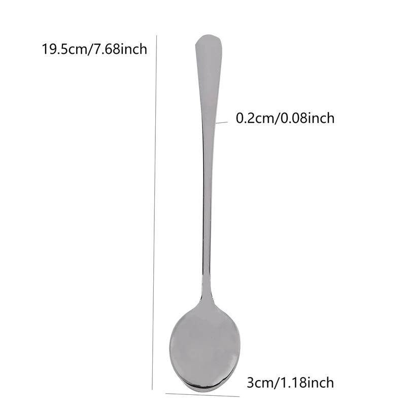 Description Picture 2 of item4pcs Stainless Steel Scoop Ice Cream Candy Tea Spoon Milkshake Coffee Multi-Purpose Spoon Bar Tools Long Handled