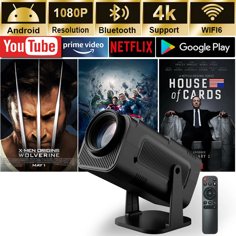 4K Android 11 Projector Native 1080P 390ANSI HY320 mini Dual Wifi6 BT5.0 1920*1080P Cinema portable Projetor upgrated HY300