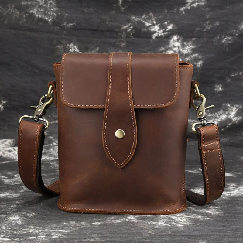 

AETOO New Crazy horse leather leather men's bag retro head layer cowhide one shoulder bag casual diagonal span bag small bag