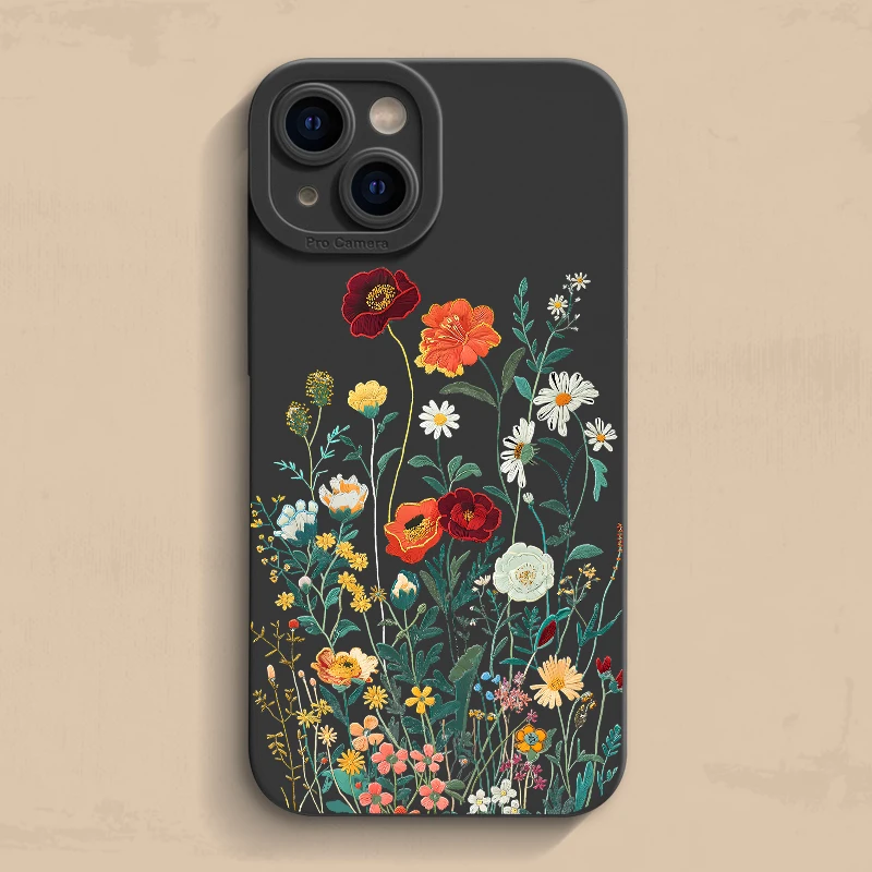 Elegant Embossed Floral Pattern Painted Phone Case