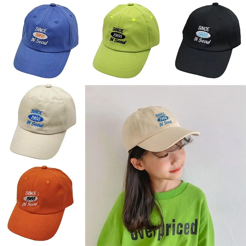 

Letter Embroidered Kids Baseball Hat Korean Adjustable Solid Color Children Baseball Hats Casual Sun Visor Hat Boys Girls