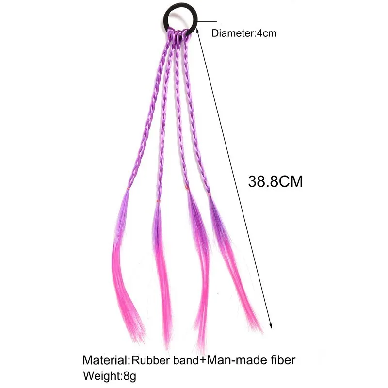 Synthetic Fiber Wig Braids Rubber Band Women High-temperature Resistant Pigtail Headwear Girls Braid Hair Ties Hair Accessories