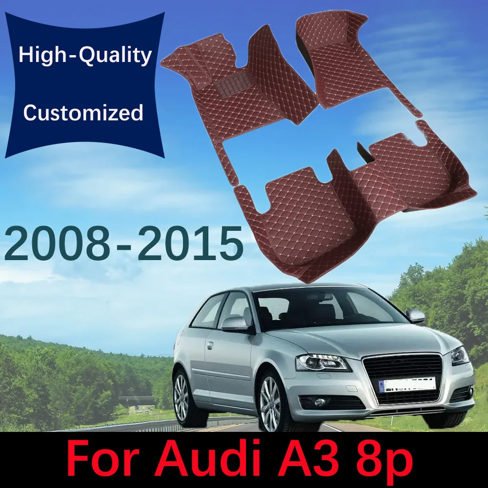 

Custom Leather Car Floor Mats For Audi A3 8p 2008 2009 2010 2011 2012 2013 2014 2015 Automobile Carpet Rugs Foot Pads