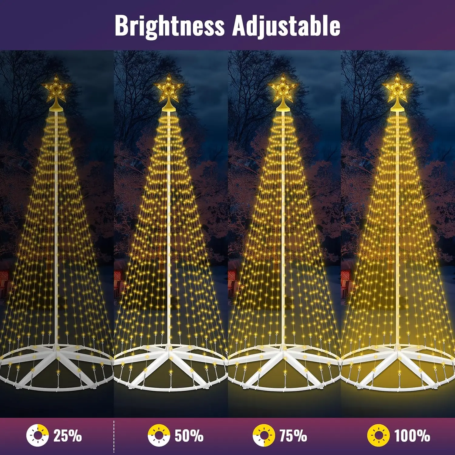 9.5FT Lighted Outdoor Christmas Tree Smart App Control, RGB Chirstmas Cone Tree Lights Music Sync, DIY Prelit Christmas Tree