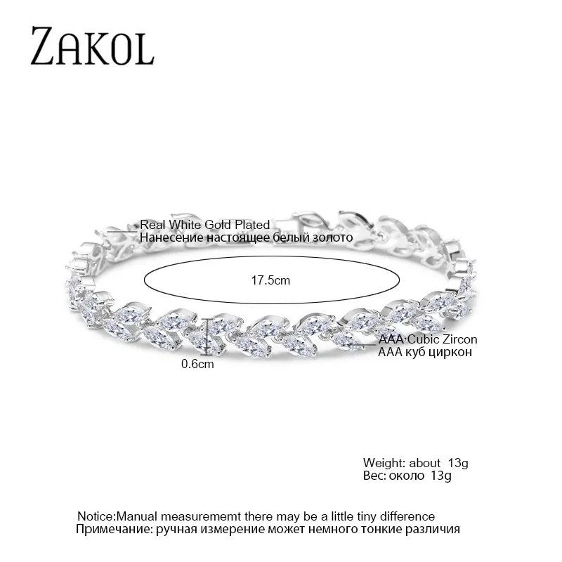 Bangle Bracelet for Women ZAKOL Fashion Leaf Shinny Marquise Cut Cubic Zirconia Bridal Wedding Party Jewelry BP061 zircon bracelet stone bracelet zirconia bangle