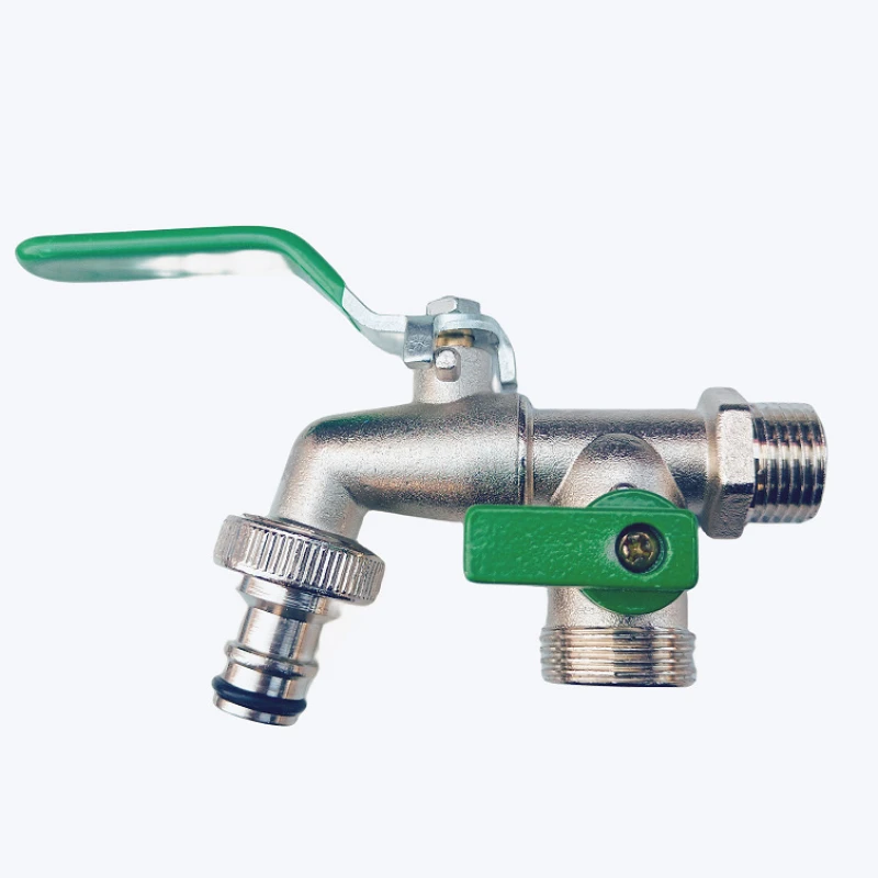 1pcs Gardening zinc alloy faucet one in two out 4 points faucet Green 3