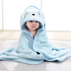 Adorable Baby Hooded Towel and Swaddle Wrap - Soft and Warm Bathrobe Blanket for Newborns and Toddlers (Blue dog)