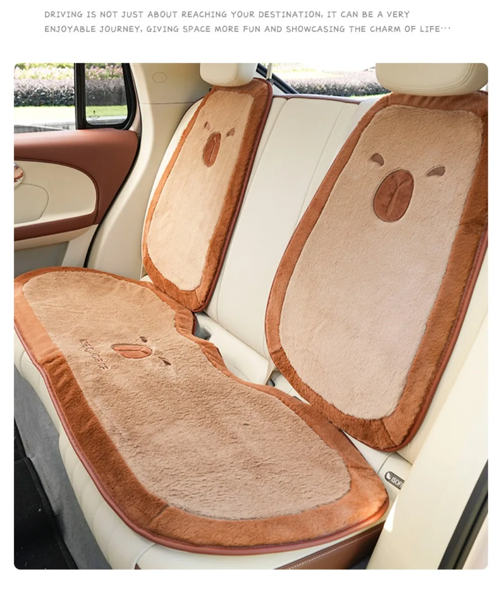 Cute Plush Capybara Car Seat Cushion Soft Stuffed Car Headrest Comfortable Lumbar Support Waist Pillow Car Decoration