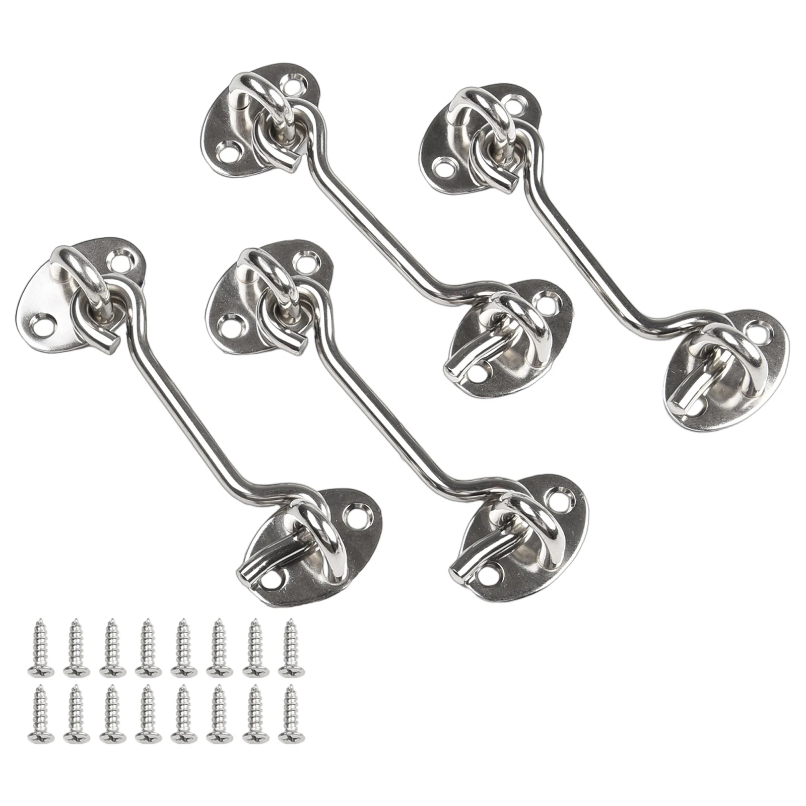 Cabin Hook Eye Lock With Safety Switch Hook Door Eye Latch Silent Catch Holder With Screws Storage Hooks 16pcs Screws