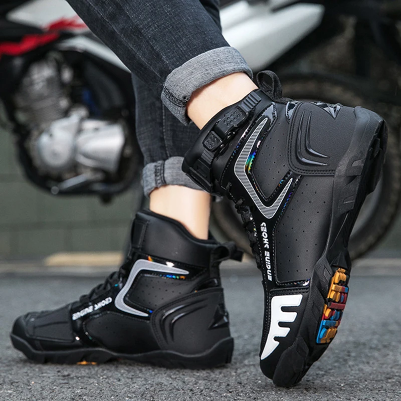 Motorcycle Boots New Men Motos Breathable Anti Slip Riders Boots Motocross Riding Ankle Boots Motorbike Racing Shoes