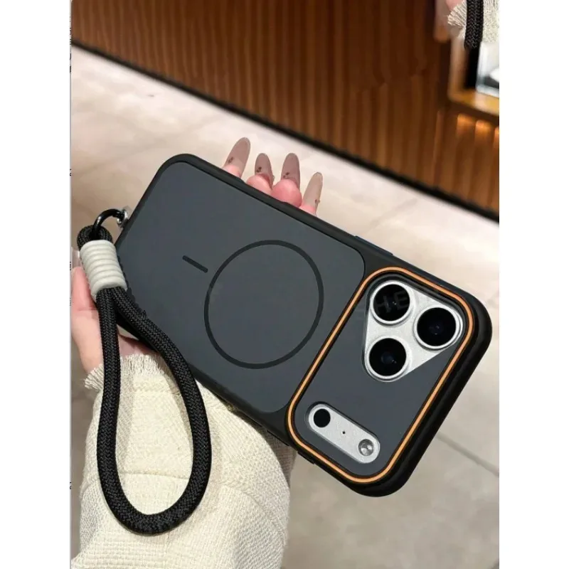 Magnetic Skin Feel Fashionable Protective Phone Wrist Strap Case