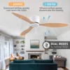 IRALAN Modern Ceiling Fan Without Lights DC Motor 6 Speeds Timing Fans 20CM Low Floor Loft Remote Control Lux&vitae Fan 3