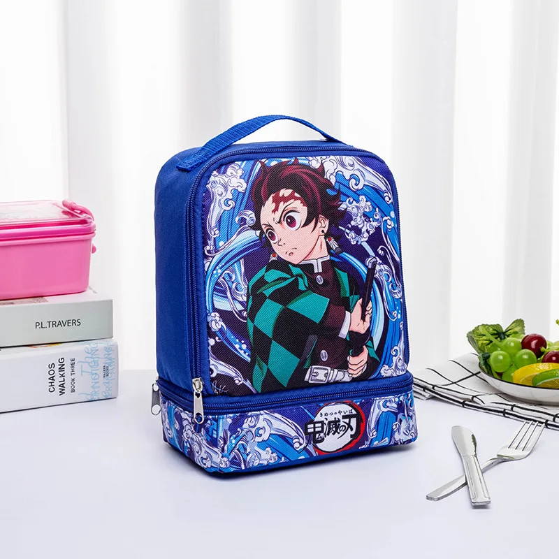 Anime Pokemon Pikachu New Children's Portable Lunch Box bag Snack milk Fruit Storage Bag Creative Double-layer Student lunch Bag black baseball caps