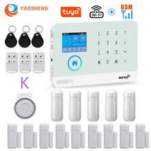 

Wireless WIFI GSM Home Security Alarm System For Tuya Smart Life APP With Motion Sensor Detector Compatible With Alexa & Google