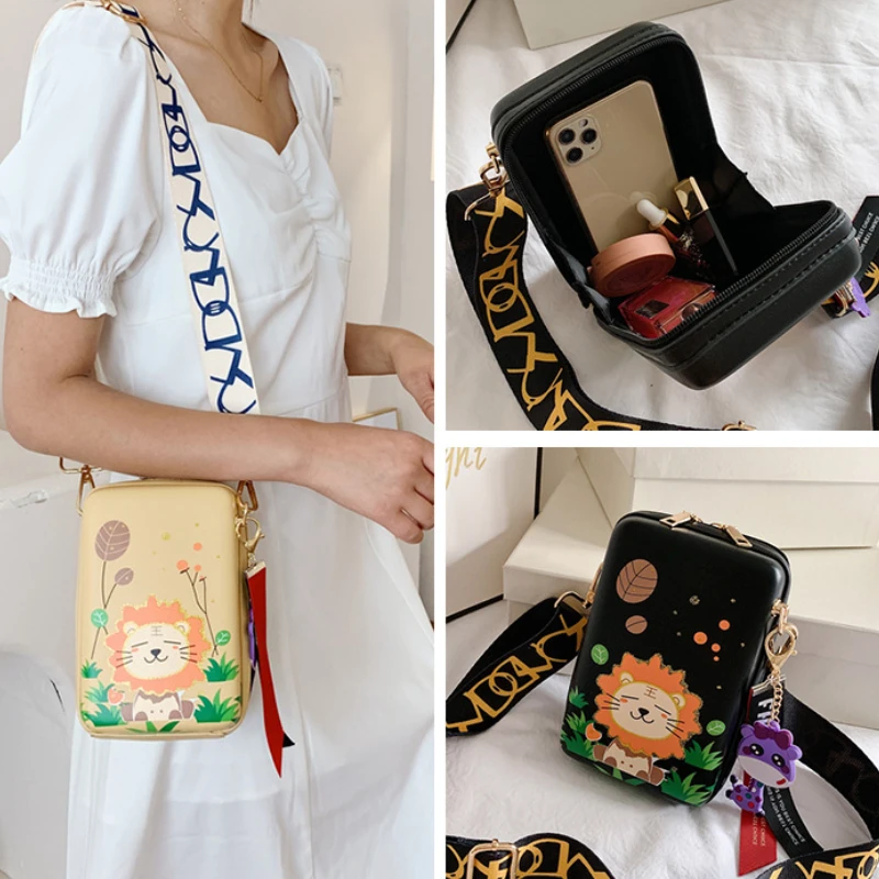 Children Lovely Rabbit Lion Shoulder Messenger Bag 2022 Summer New Women PU Small Square Bag