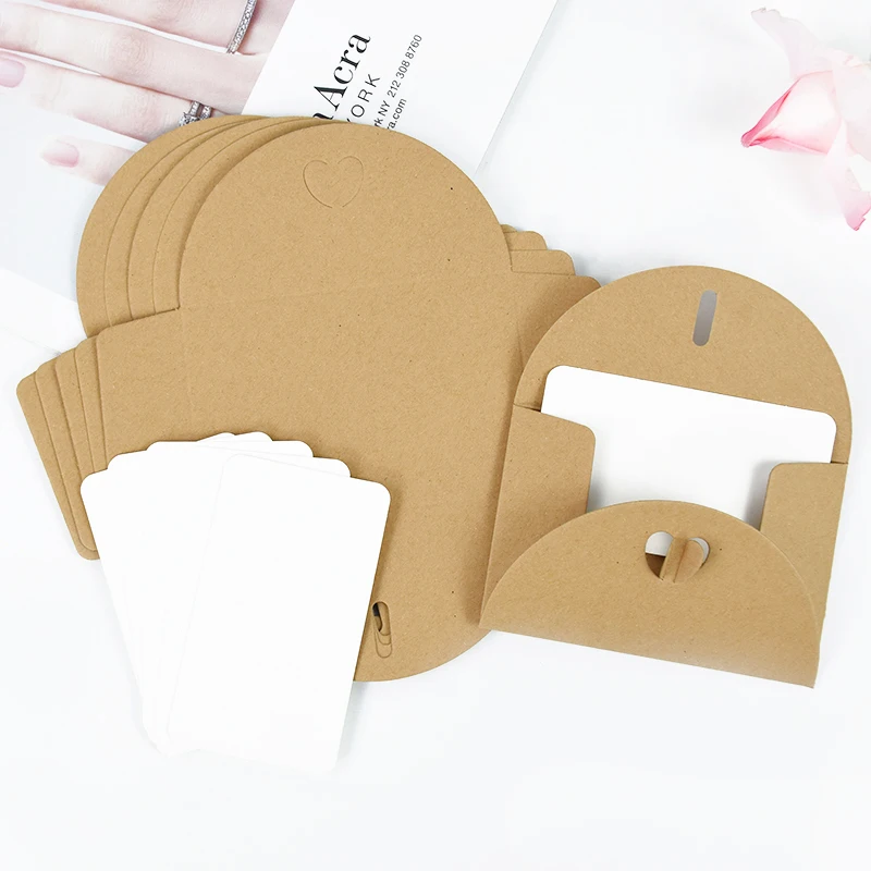 10pcs Kraft Paper Envelopes Love Heart Buckle Paper Invitations Gift Greeting Cards Wedding Birthday Christmas Cards