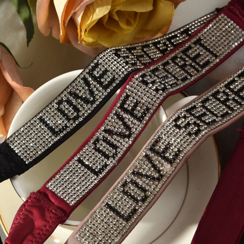 rhinestone letter thong panties diamond underwear