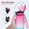 1L Sports Water Bottle With Straw Time Marker Gradient Color Motivational Bottle Leakproof Outdoor Student Drinking Water Cup 6