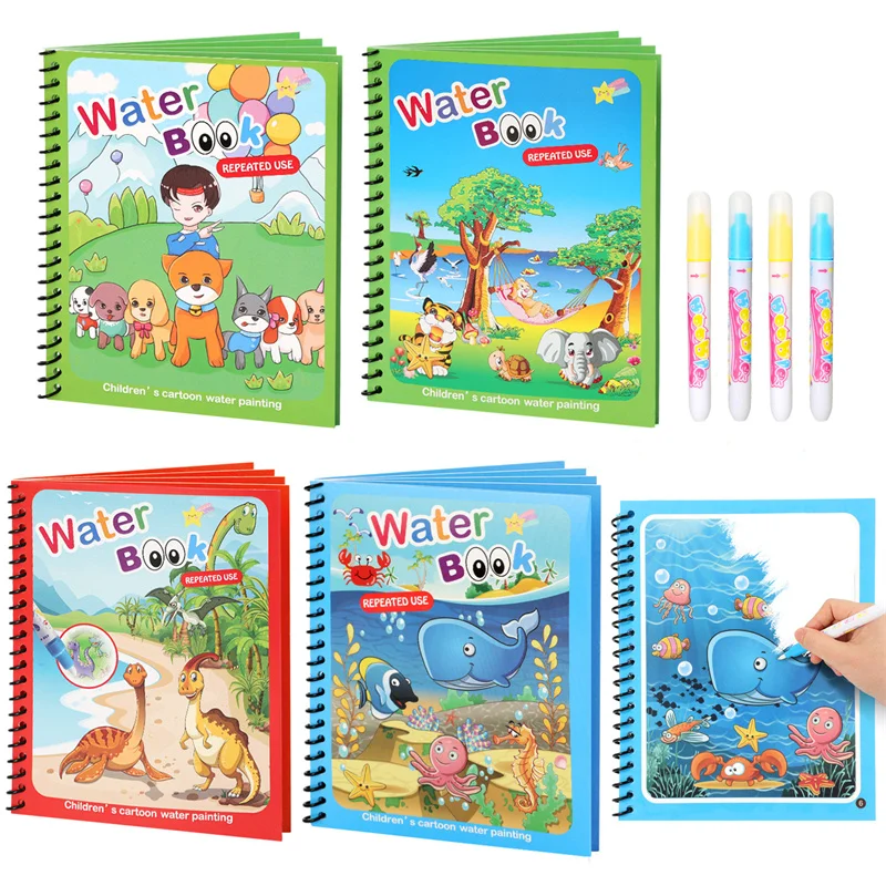 Montessori Toys Reusable Coloring Book Magic Water Drawing Book for Kids Toddler Toy Painting Educational Toys for Children