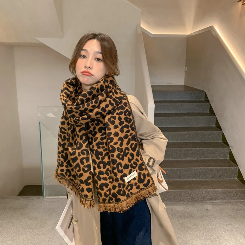 Bufanda de leopardo Mujer, Bufandas de Cachemira de Pashmina y Echarpe, manta gruesa, con borla, Fular de invierno, novedad de 2022| Bufandas de mujer| - AliExpress