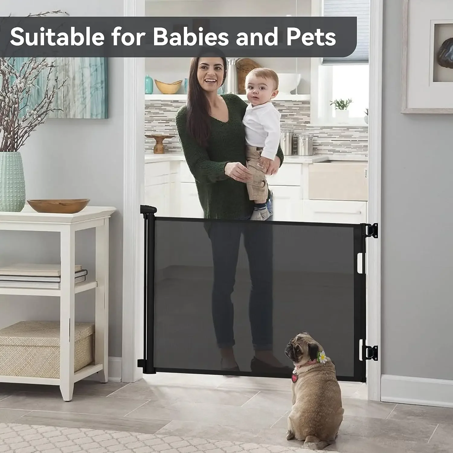 Baby Gates Simple-to-Use Stair Barrier and Home Safety Device Retractable Baby Safety Fence for Children