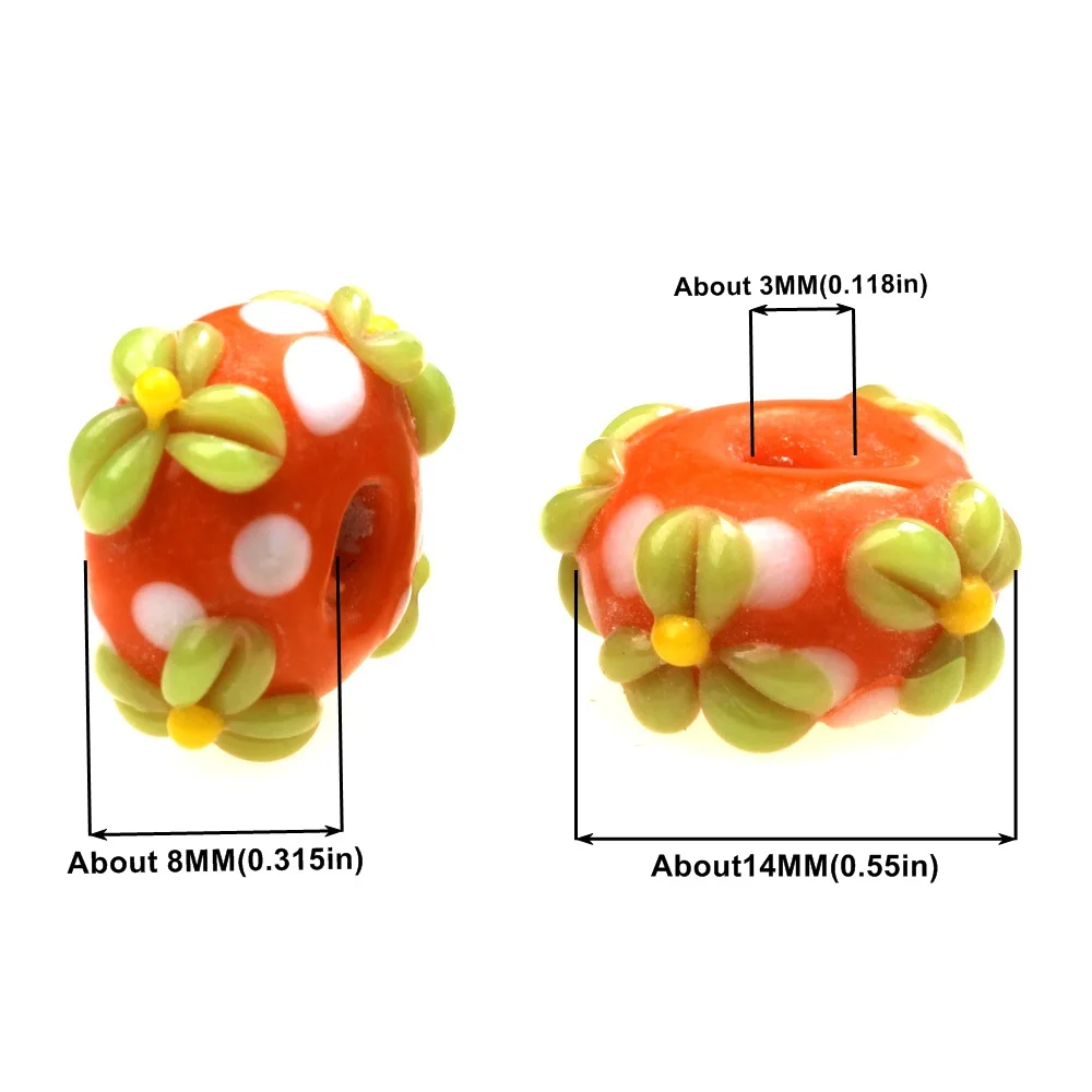 Vintage Floral Handmade Lampwork Glass Beads