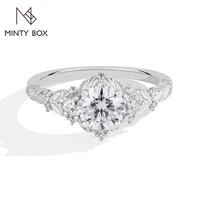 MINTYBOX S925 Sterling Silver 6.5mm Moissanite Engagement Ring for Women Flower Lab Diamond Rings 18K Plated Wedding Jewelry 1