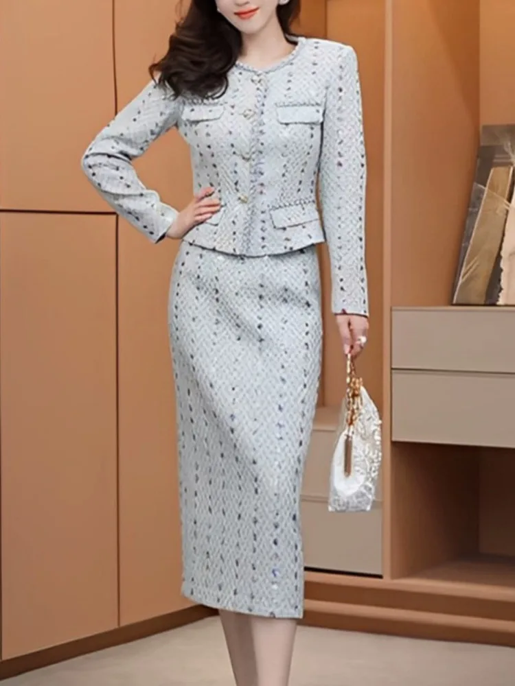 Luxury Style Women's Tweed Suits 2 Piece Autumn High Quality