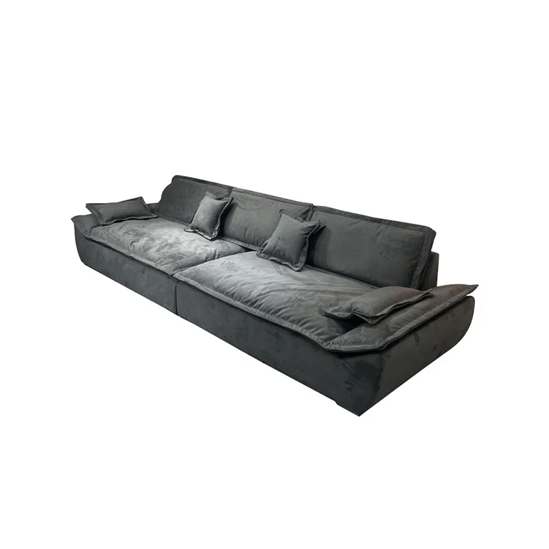 Sofa size apartment straight row large seat deep frosted fabric sofa folding sofa bed