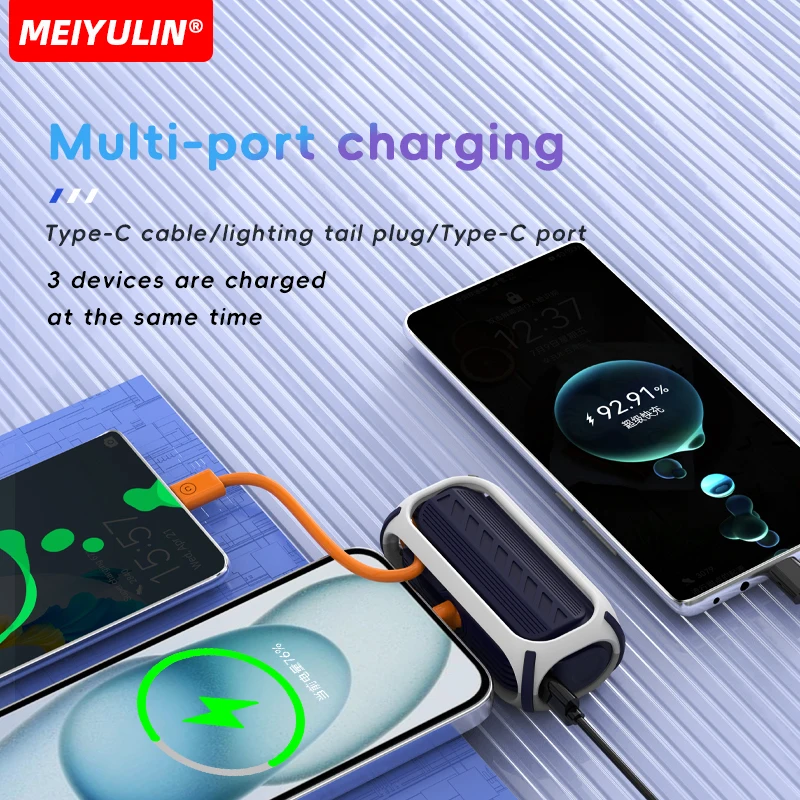 Power Bank da 5000 mAh con cavo USB C PD Batteria di ricambio esterna mini mobile portatile a ricarica rapida da 22,5 W per iPhone Samsung Xiaomi - Image 5
