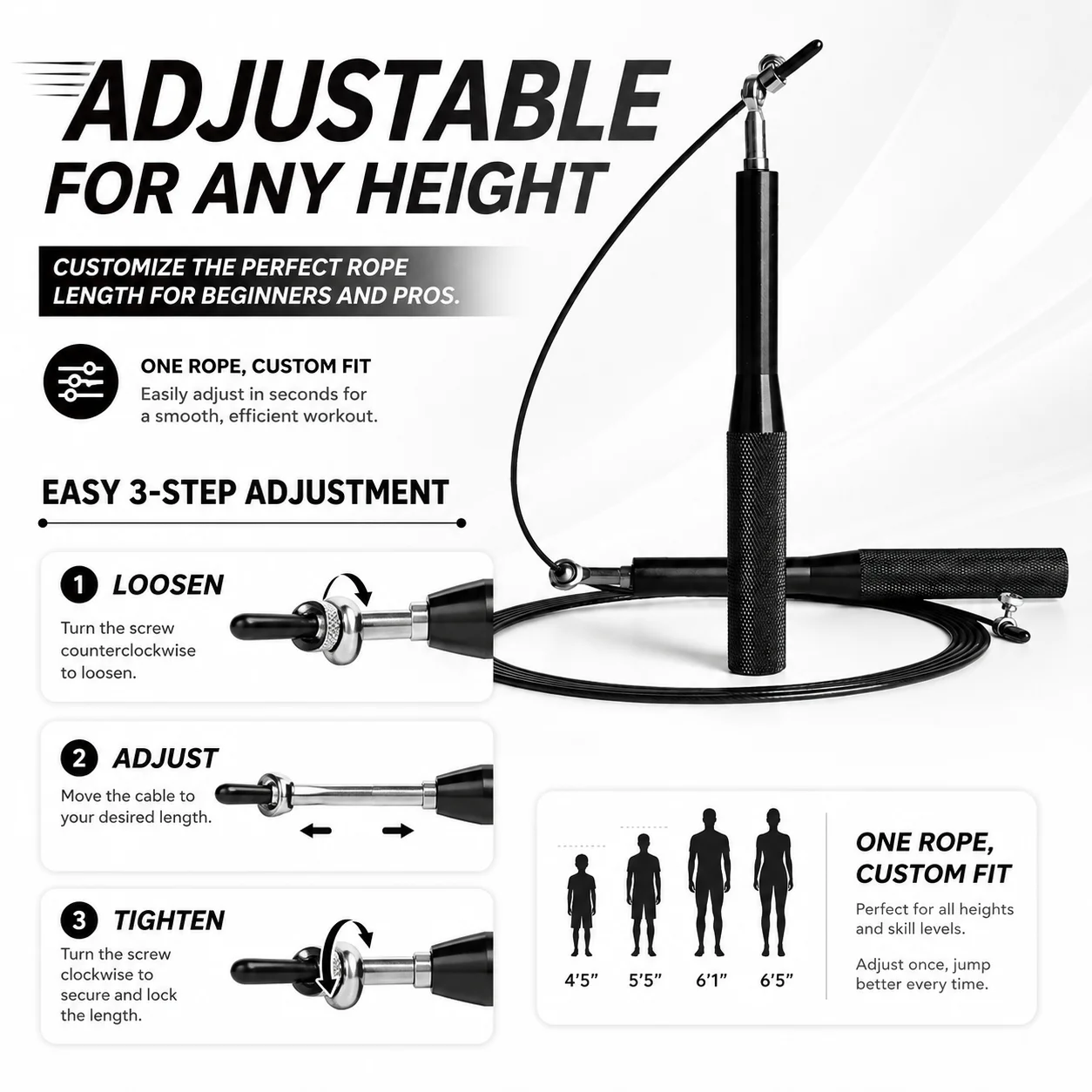 High-Speed Adjustable Jump Rope with Aluminum Handles and Durable Carry Bag