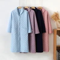 Automne hiver femmes chaud coton avec remplissage Robe dames peignoir femme à manches longues Robe de chambre Robes Simple maison vêtements 1