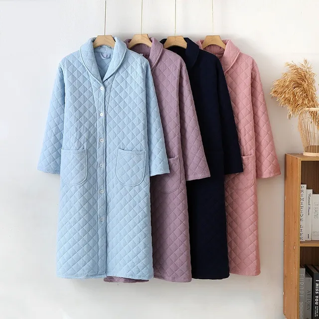 Automne hiver femmes chaud coton avec remplissage Robe dames peignoir femme à manches longues Robe de chambre Robes Simple maison vêtements 1