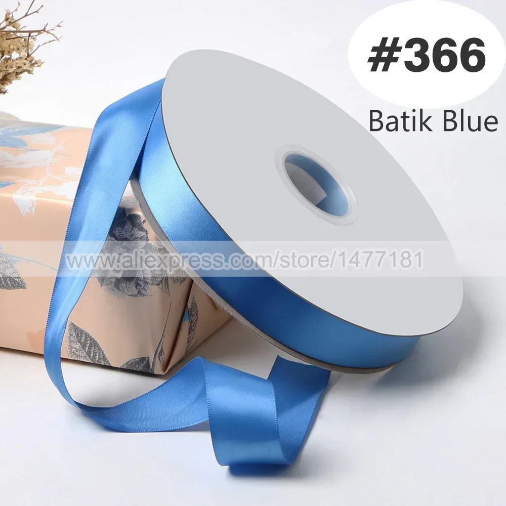 Blue Double Face Satin Ribbon – High-Density Polyester Fabric, Multiple Widths Available, 100 Yards