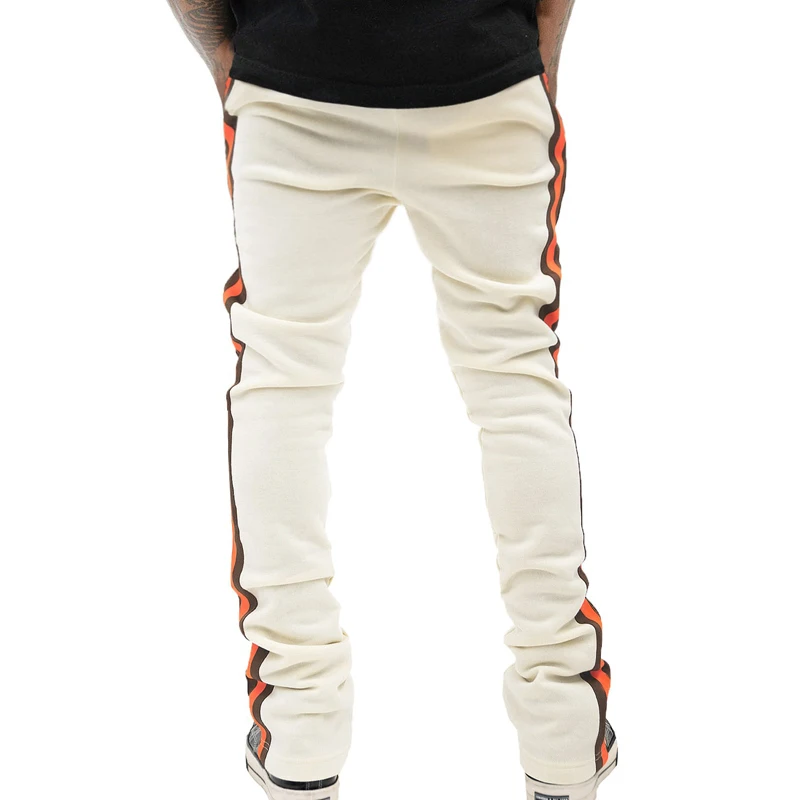 Spring And Autumn Casual Men's Pants American Style Striped Printed Sports Pants Fashion Trend Brand Straight Bell Bottoms