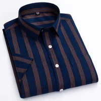 2024 Summer  Regular Fit Classic Young Cotton Plaid Short Sleeve Shirts For Men Plus Size  England  Style Shirts Man's Clothing 2