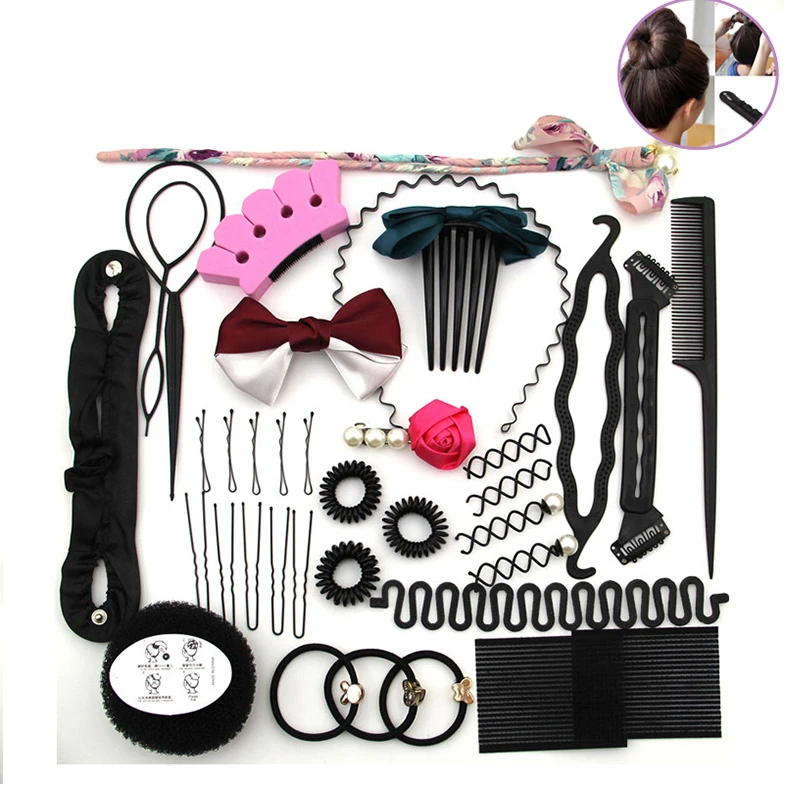 Hairdressing Supplies Hairpin Set Hairpin Braider Ball Head Flower Bud Hair Styling Tool Set Magic Simple Fast Spiral Hair Braid multicolor 100 envelope savings challenges books simple style tiling notebook stationery supplies
