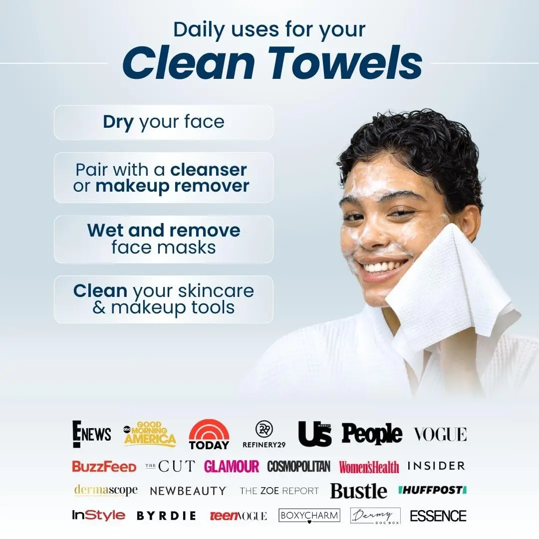 Clean Skin Club Clean Towels XL™, Biobased Face Towel, Disposable Face Towelette, Makeup Remover Dry Wipes, Ultra Soft,1 Pack 6
