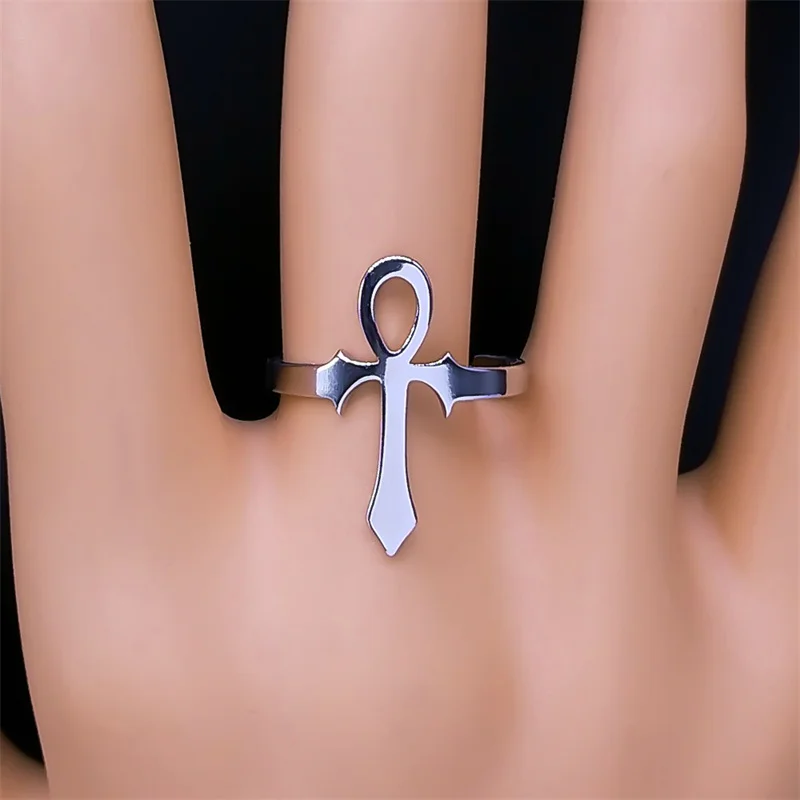 Double Ankh Ring Wrap Band Ancient Egyptian | 925 Sterling Silver, Oxi