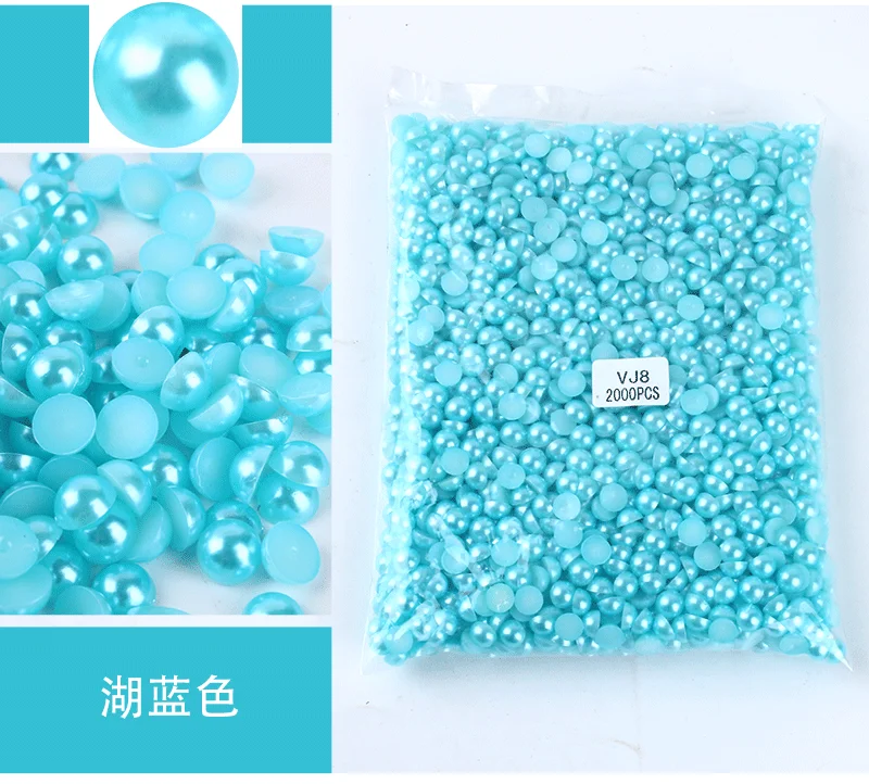 Mixed Size Colorful ABS Pearl Flat Back Rhinestones for Nail Art & Jewelry Crafting