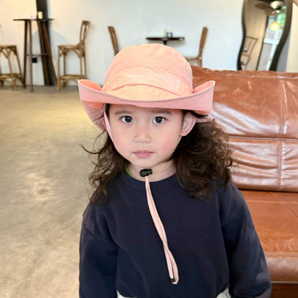 Soft Drawstring Candy Color Bucket Hat Korean Style Anti-UV Children's Fishmen Hat Quick-dry Casual Summer Sun Hat Boy/Girls
