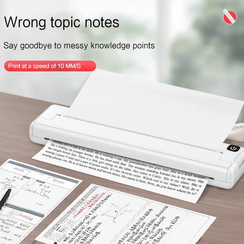 New A4 Wireless Thermal Printer Inkless Pocket Photo Document Printer 1000mah Printing Paper Bluetooth-compatible Easy To Use