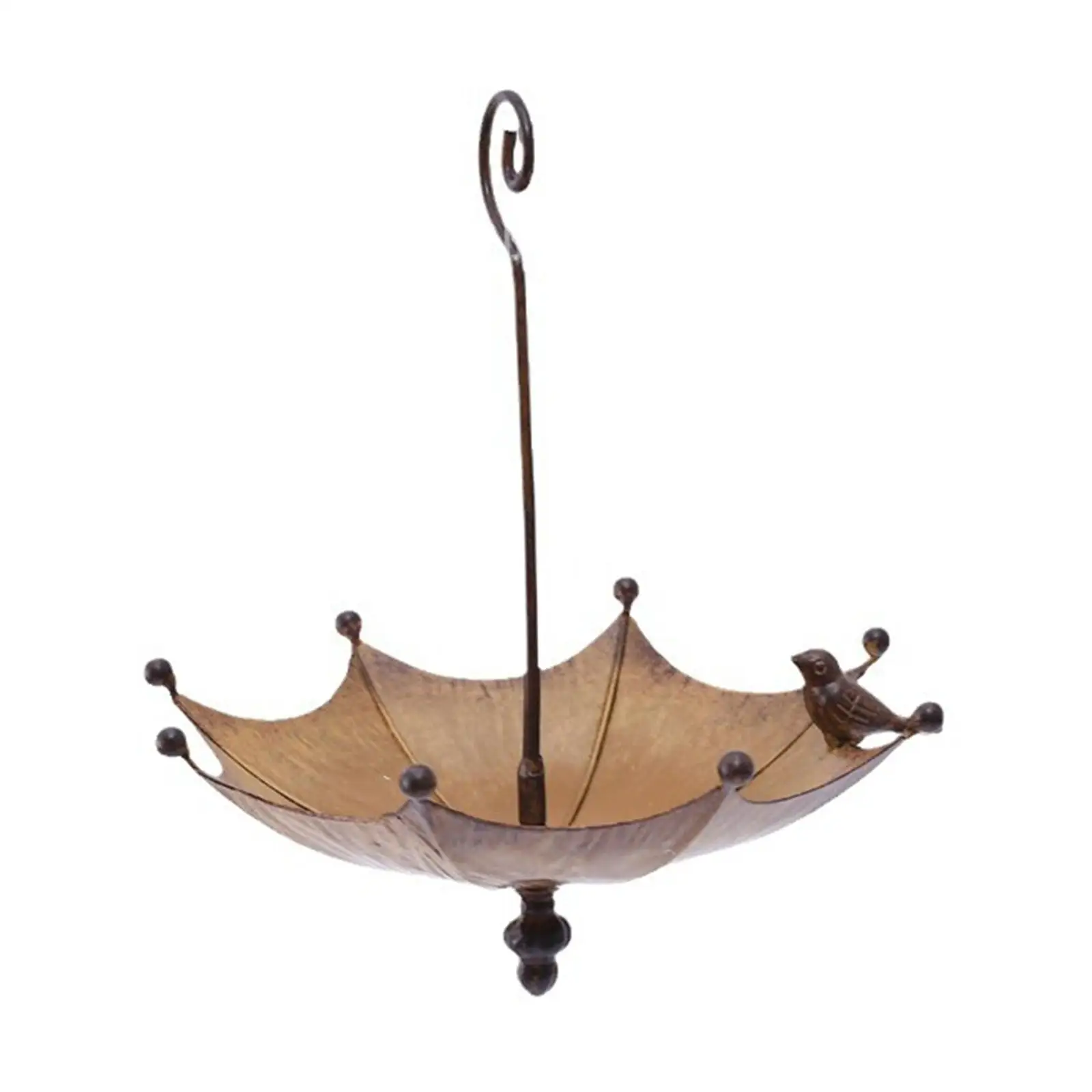 Umbrella Bird Feeder Hanging Brown Bird Food Holder for Outdoor Yard Outside