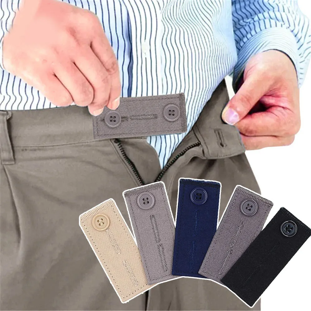 

Unisex Trousers Jeans Waistband Extension Buckle Waist Expander Elastic Belt Extension Buckle Suit Pants Extender Button Durable