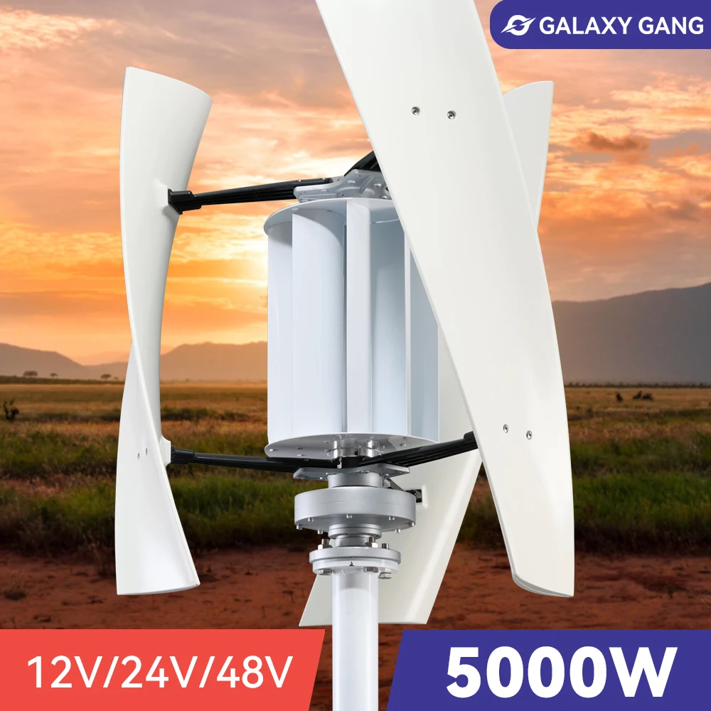 

5000w Wind Generator Turbine 12v 24v 48v 2kw 3 Blades Free Energy Vertical Axis Permanent Maglev Optional Mppt Charge Controller