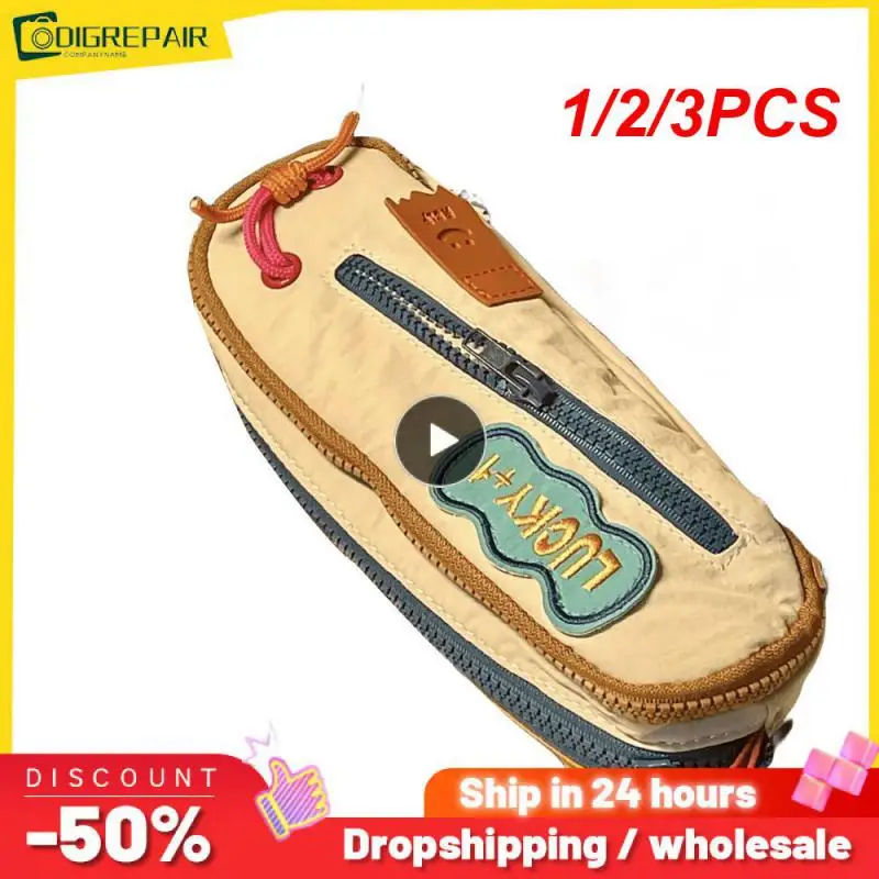 

1/2/3PCS Large Capacity Pencil Bag Stitching High Capacity School Bag Storage Box Color Contrast High Color Value