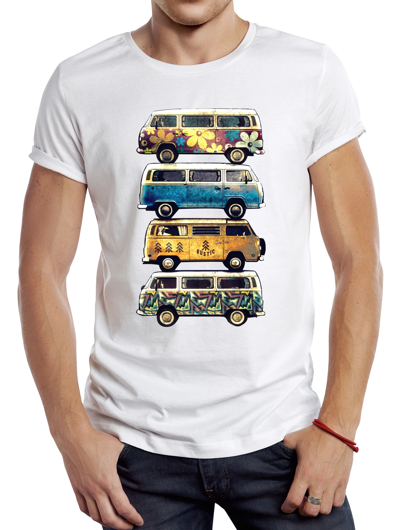 TEEHUB Vintage Combi Men T Shirt Graphic Cloth Camper Casual Male Tops Hipster Retro Camping Van Printed Tee_voghion.com